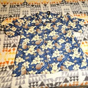 Vintage Hilo Hattie's Floral and Pineapple Aloha Shirt MADE IN HAWAII 4XL